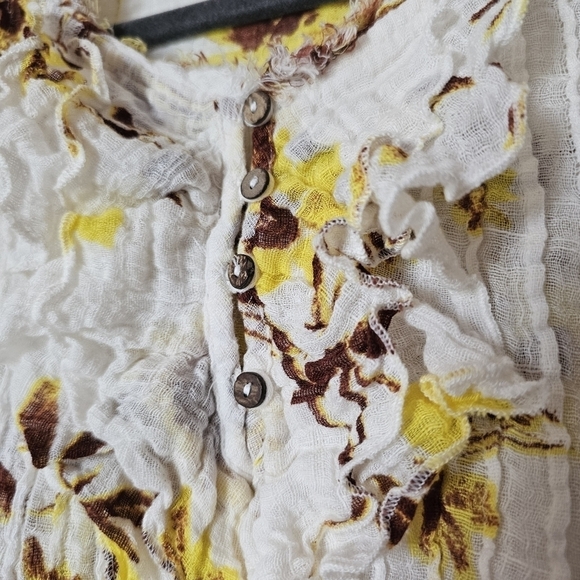 Free People Naya floral print boho cottagecore ruffled top Size S/XS - Picture 6 of 10